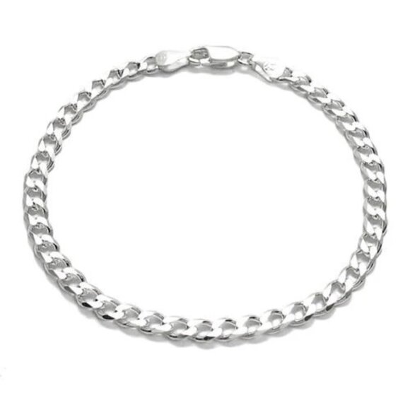 CHARMING STERLING SILVER CUBAN LINK CHAIN BRACELET - 8 INCH - Picture 4 of 16